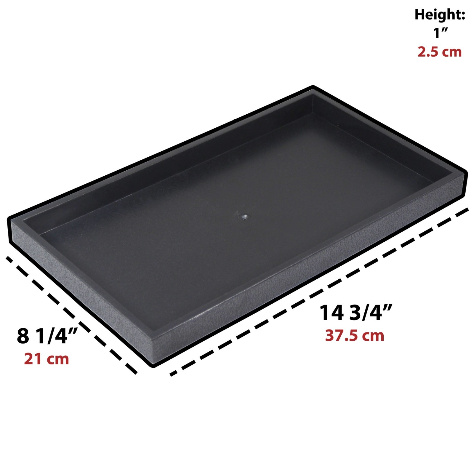 3-Piece 1-Inch Deep Black Plastic Stackable Jewelry Tray 14 3/4″ x 8 1/4″ x 1″