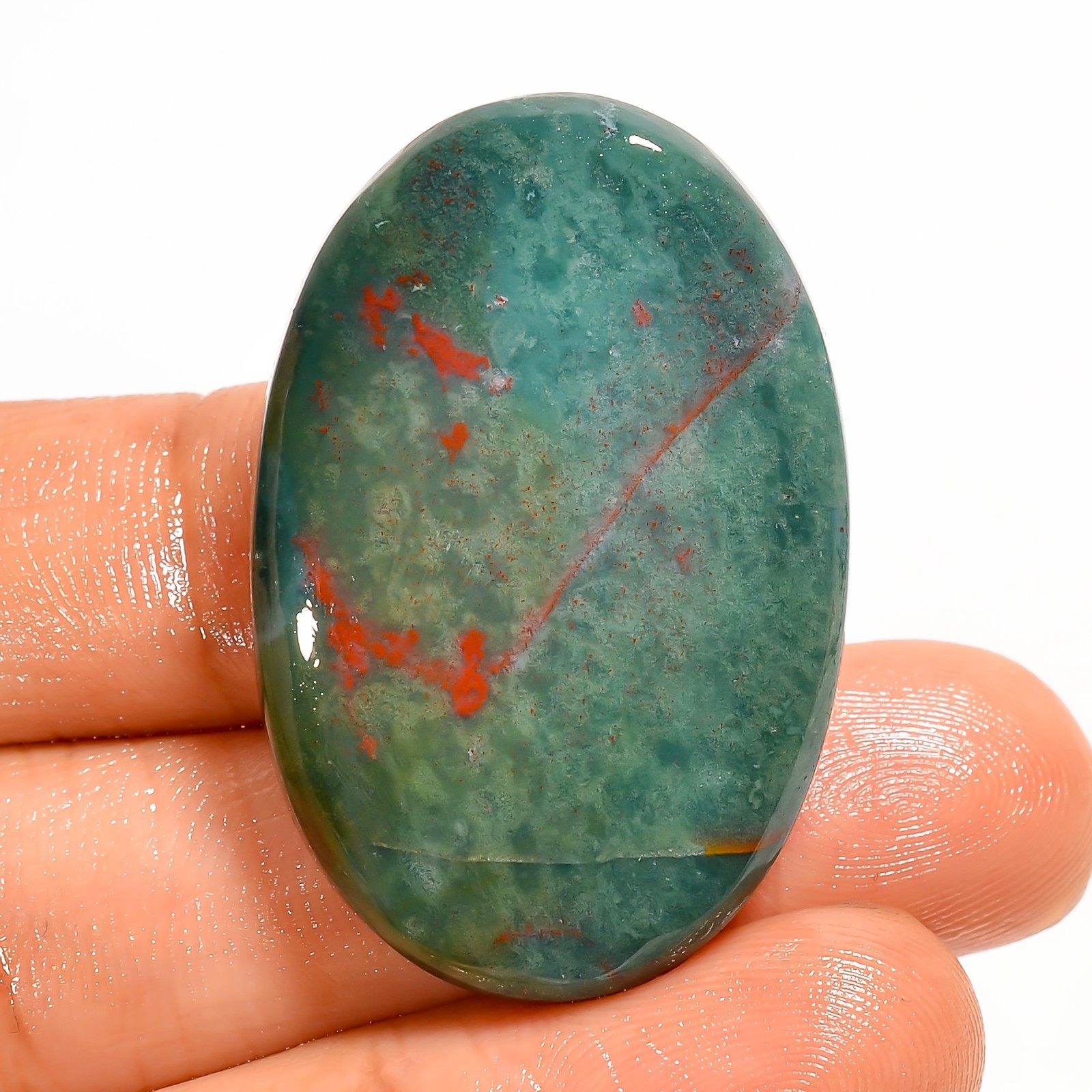 55 Ct Natural Bloodstone Oval Cabochon Loose Gemstone For Jewelry 37X24X7 mm