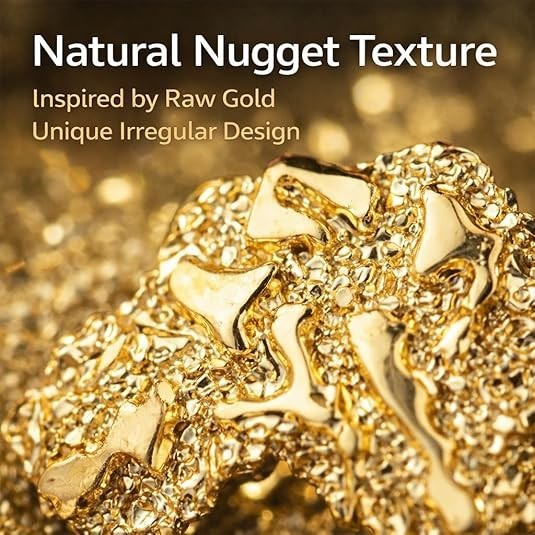Gold Nugget Earrings Gold Earrings for Men 925 Sterling Silver, 14K Gold Plated