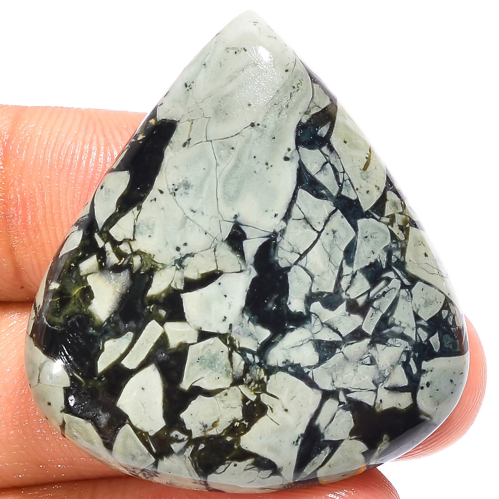 Natural Dallasite Jasper Heart Shape Cabochon Gemstone 65.5 Ct 36X32X7mm A-13091