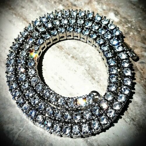 Silver Plated Alloy Cubic Zirconia Drip Broken Heart & Iced Cuban & Tennis chain
