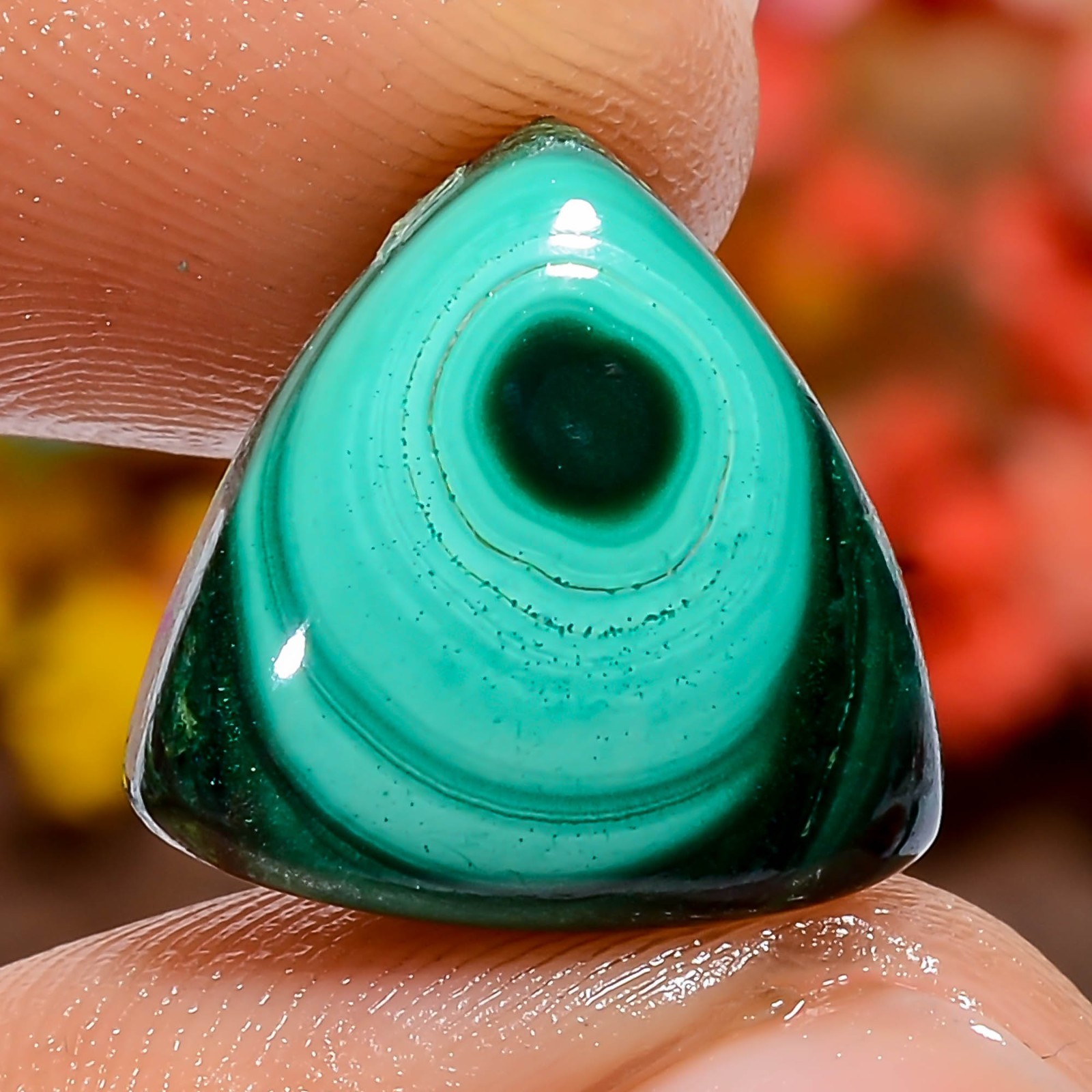 Natural Malachite 13Ct Triangle 13X13X4mm Green Stone for Ring Loose Gemstone