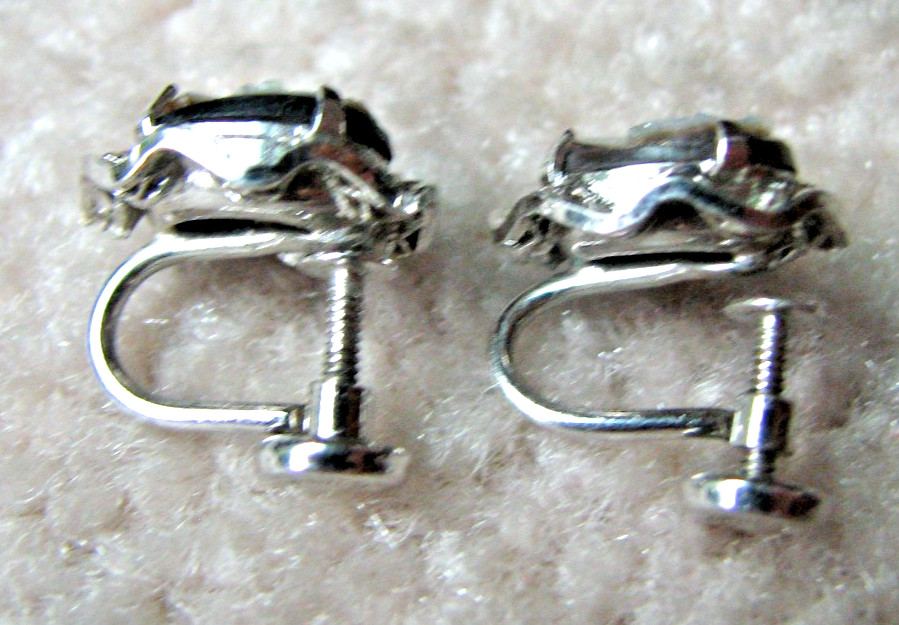 Vintage Sterling Silver Sorrento Cameo Mother of Pearl Screw Back Earrings