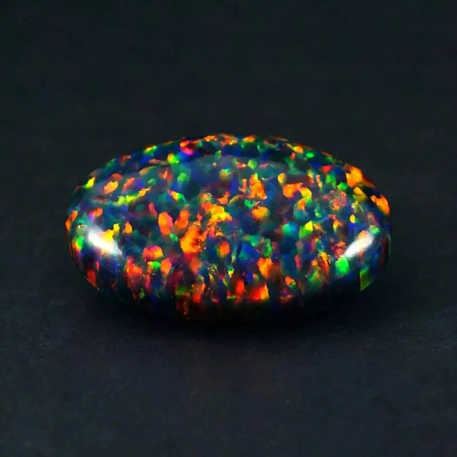 Natural Black Fire Opal Oval Cabochon 15 Ct A+ Australian Loose Gemstone