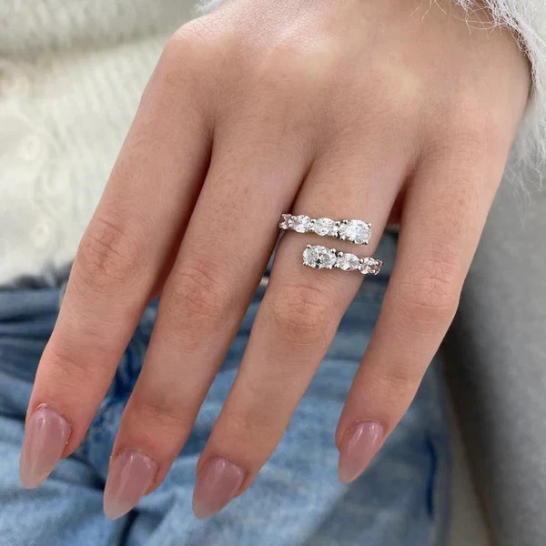 Oval Cut Wedding Diamond Band 2.5 Carat 14k White Gold Lab Grown VVS E F CVD