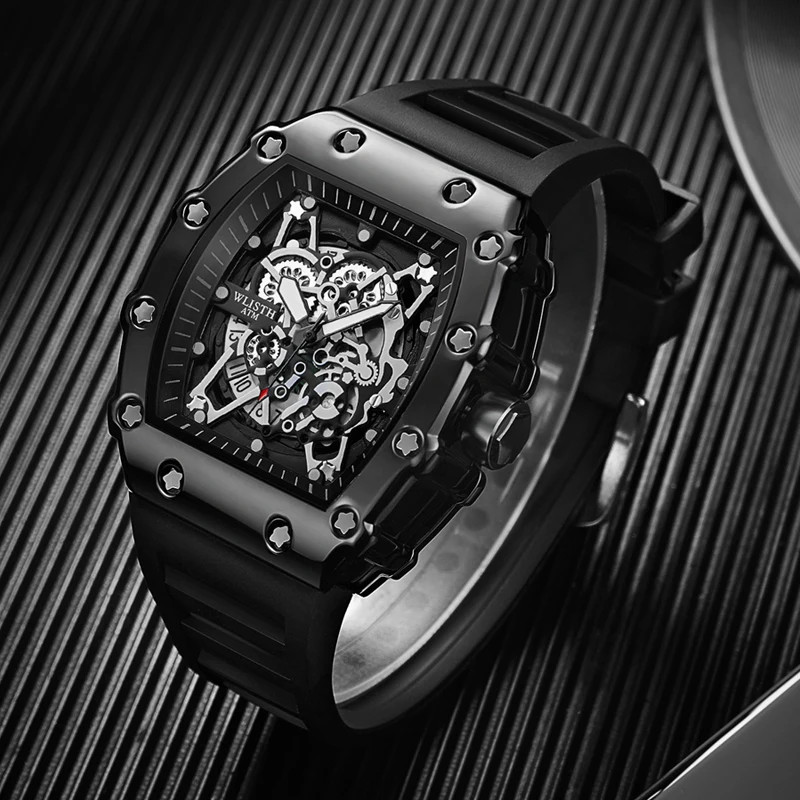 Men’s Quartz Wrist Watch Large Dial Waterproof Sport Luminous Square Analog