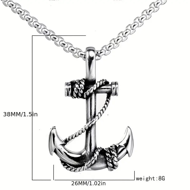 Ships Anchor Alloy Pendant Wrap Necklace Gold Black Or Silver