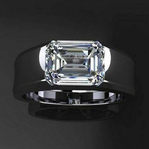 2.80 Ct Emerald Cut Diamond Lab-Created Men’s Wedding Ring 925 Sterling Silver