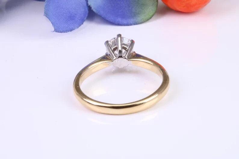 Round Cut 14K Multi Gold DEF I1-I3 Natural Diamond Wedding Ring 0.70Ct UGL Prong