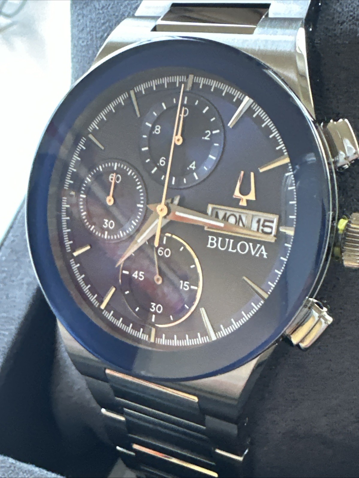Bulova Men’s Quartz Chronograph Date Silver Stainless Steel Watch 41 MM 98C143