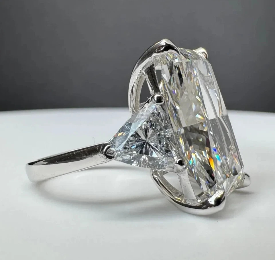 Lab Grown Radiant Cut Diamond Ring IGI Certified 14k White Gold 10.3 Ct VS E F
