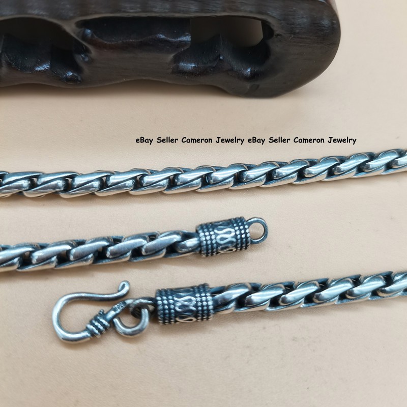 Men’s 925 Sterling Silver Chain 6mm Twist Braided Wheat Link Necklace 20-30in