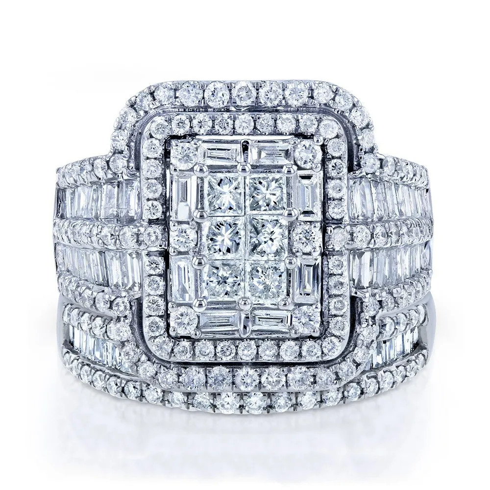 White Gold Diamond Ring Women’s Baguette Cut D Color Wedding Jewelry