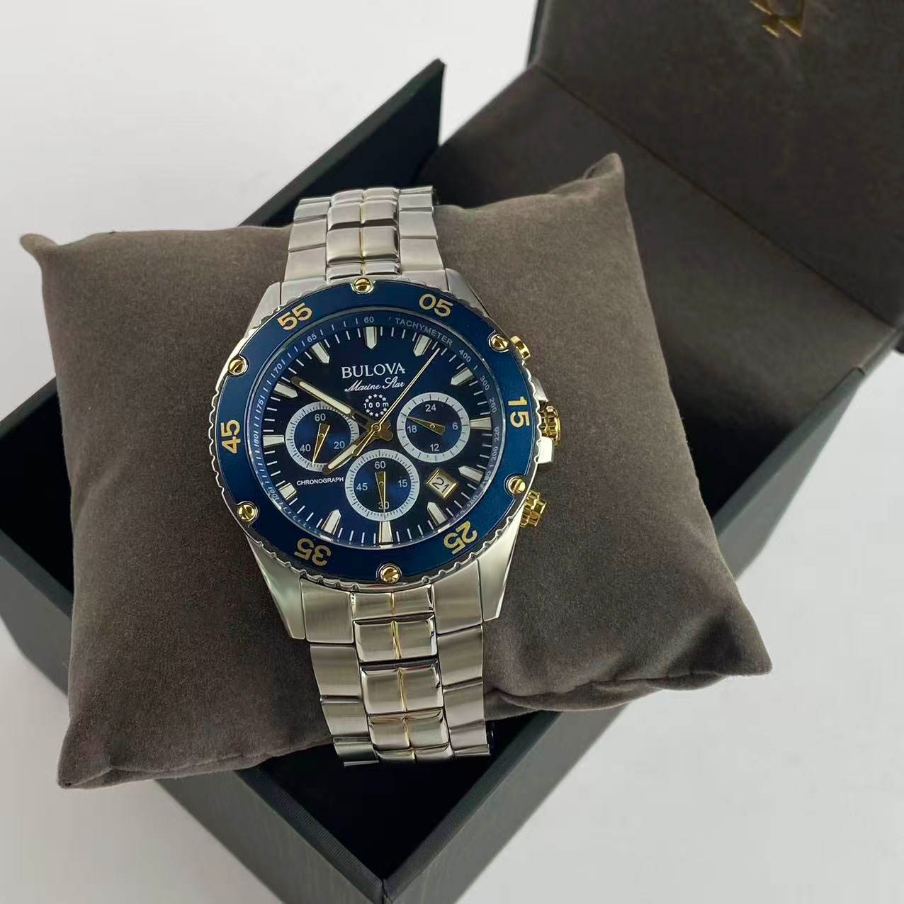 Bulova 98B400 Men’s Marine Star Chronograph Watch Blue Dial Men’s Quartz Watch