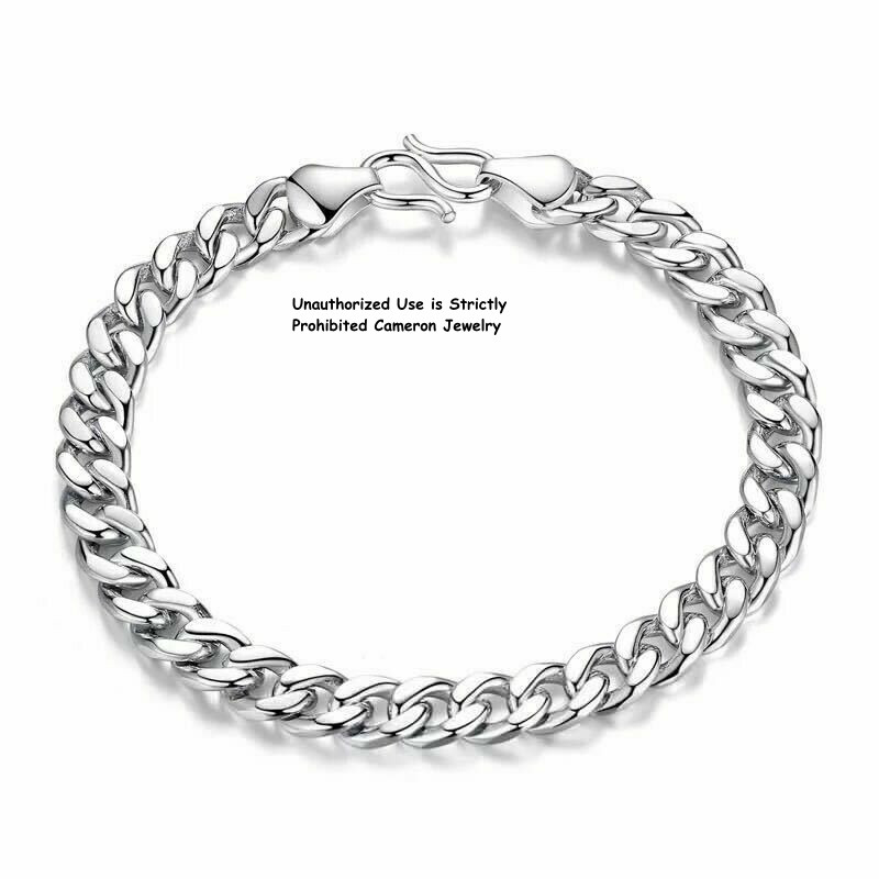 Solid S999 Fine Silver Chain Men Women 6mm-17mm Cuban Curb Link Bracelet 6-9inch
