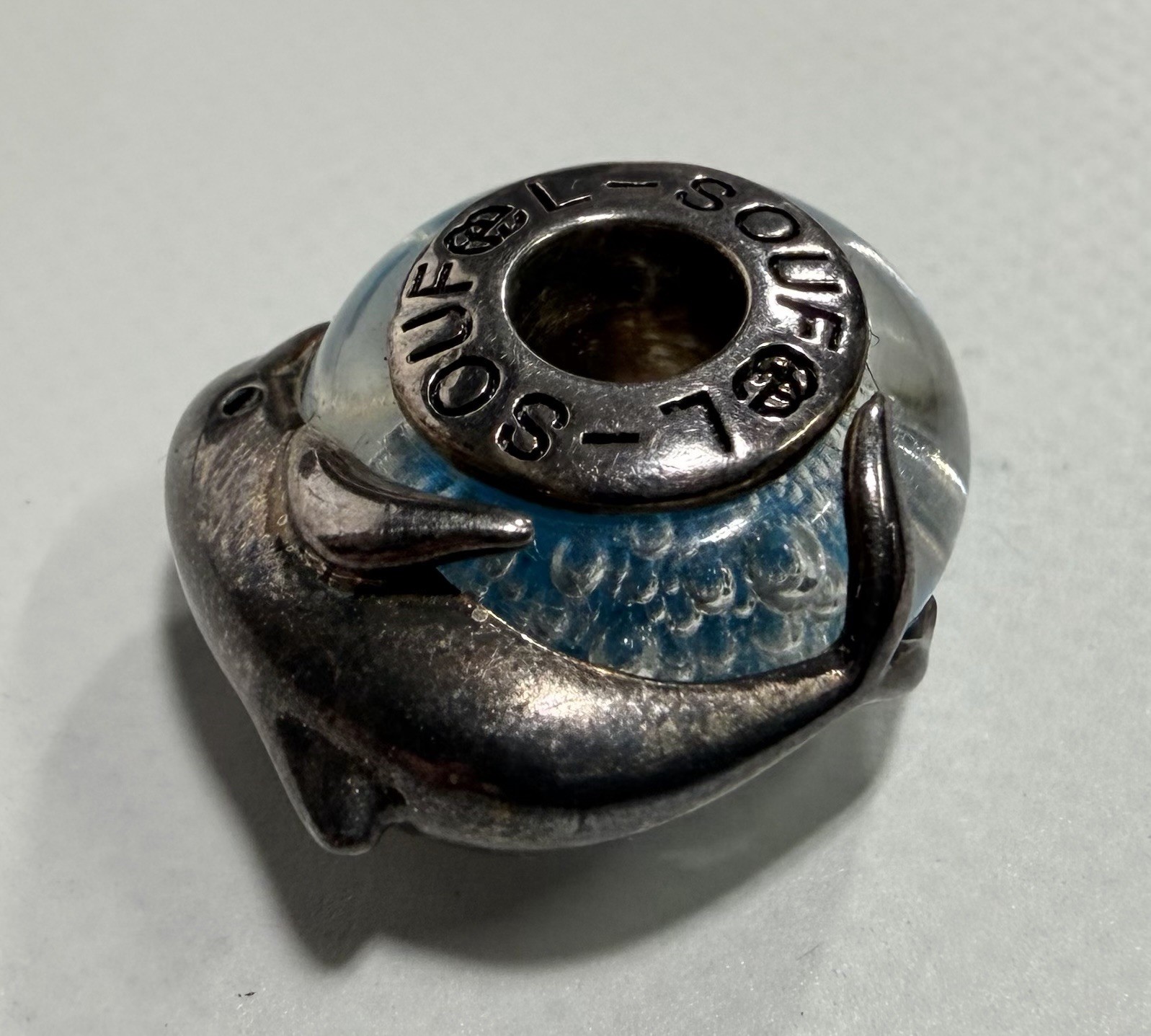 Soufeel Sterling Silver Jumping Dolphin Core Charm Murano Glass