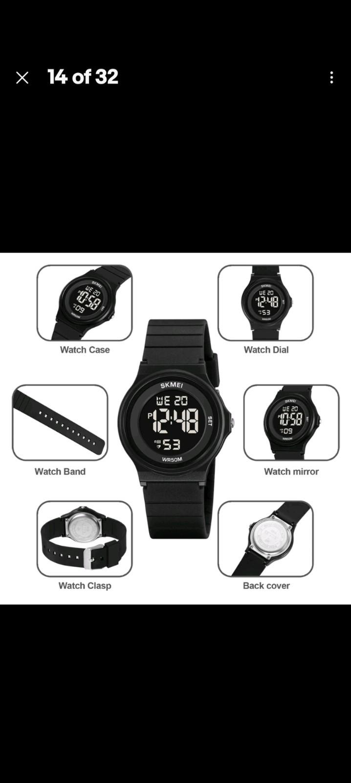 SKMEI Men’s LED Digital Sport Watch for Boys Electronic Silicone Band Wristwatch