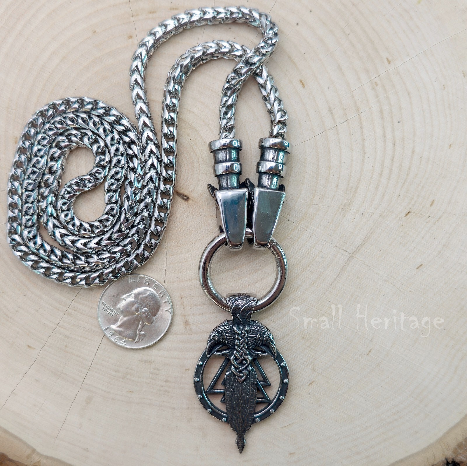 Powerful Viking Necklace Wolf Head Chain Raven Valknut Pendant Men Norse Amulet