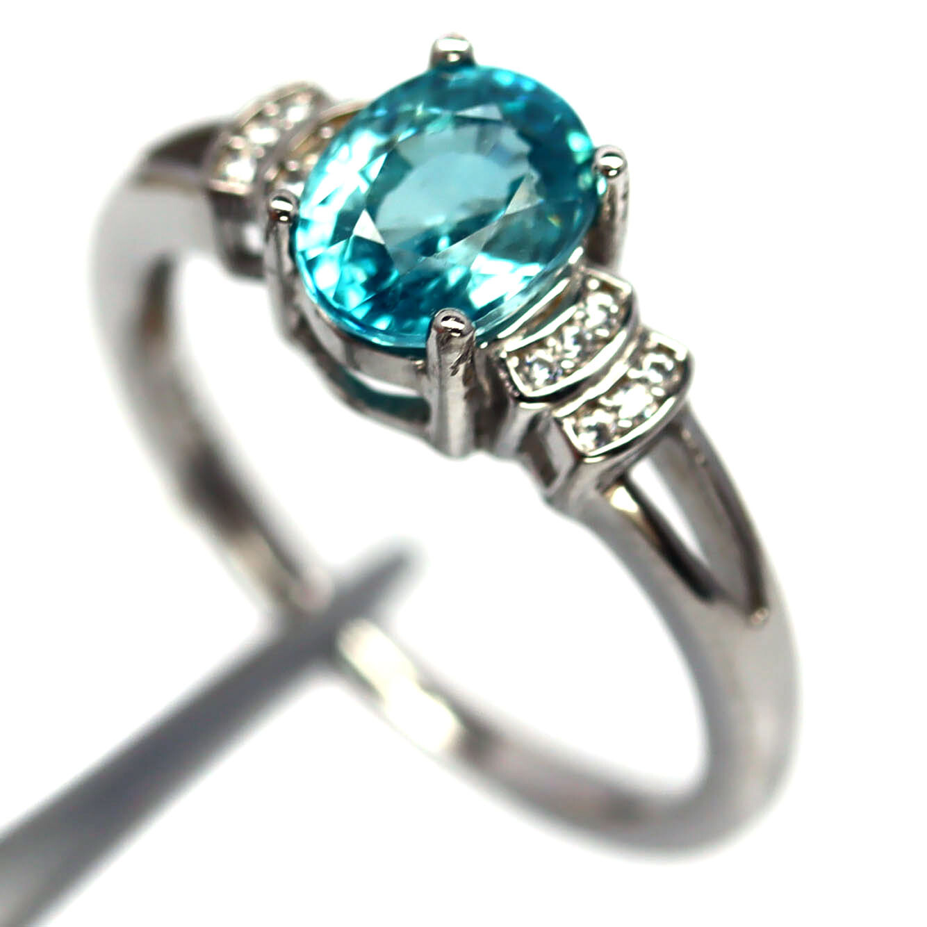 Gemstone Sea Foam Blue – White Zircon Jewelry Ring 925 Sterling Silver Size 8