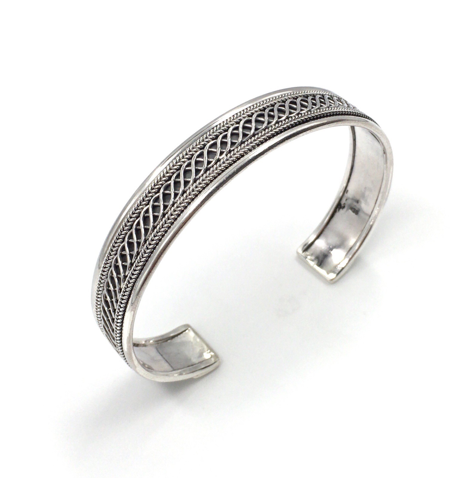 Modern Bangle 925 Silver 1.2cm Wide Bangle Solid Jewellery Bracelet 24g