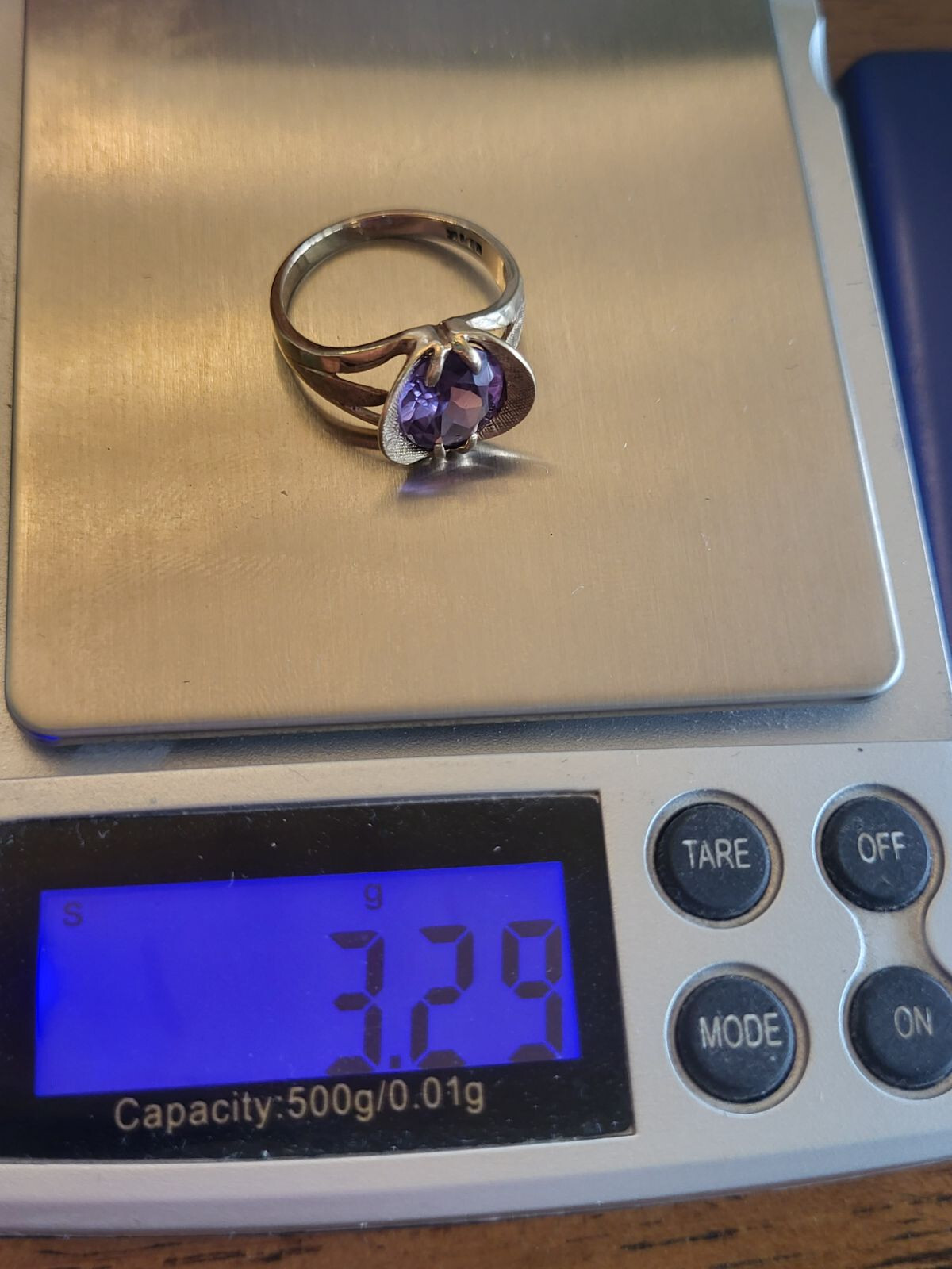 Vintage 10K Solid Yellow Gold Lab Created Purple Sapphire Ring Size 6.25 3.29 G