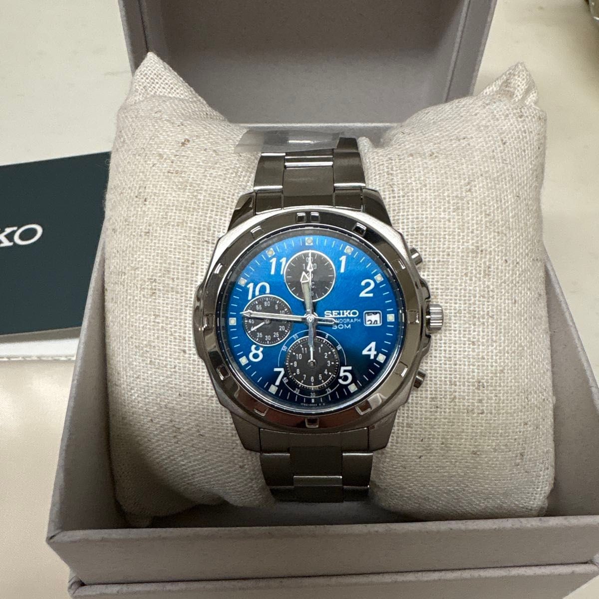 SEIKO Quartz Chronograph Blue Dial Watch