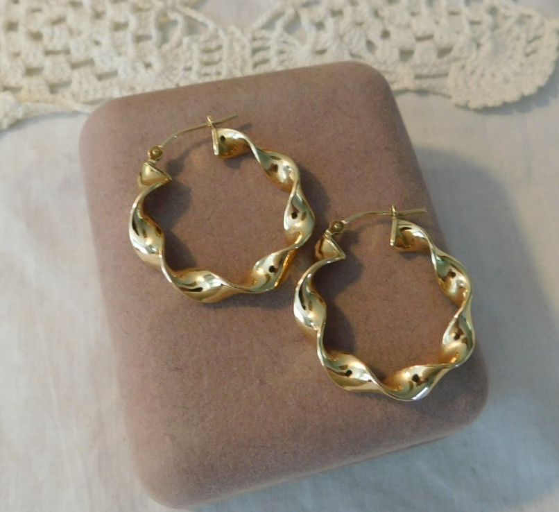 Eterna Gold 14KT Gold Twisted Hoop Earrings Hoops 14K QVC