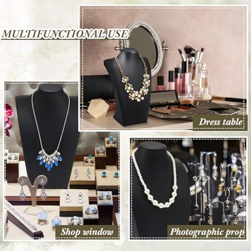 6 Pcs Black PU Leather Jewelry Bust Display 13.39 x 3.94 x 8.07 Inches