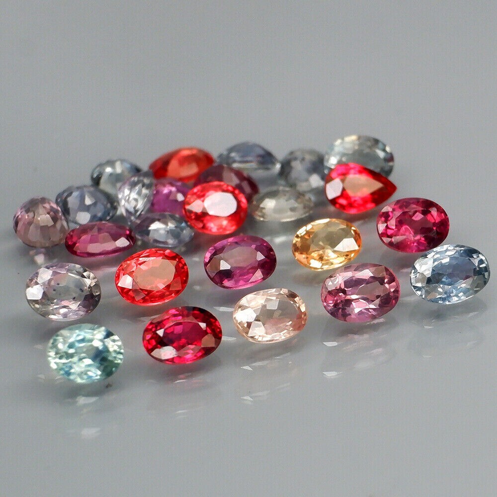 VS-SI 4.61Ct / 25PCs Natural Multi-Color Sapphire Heated Pear & Oval Shape Gems