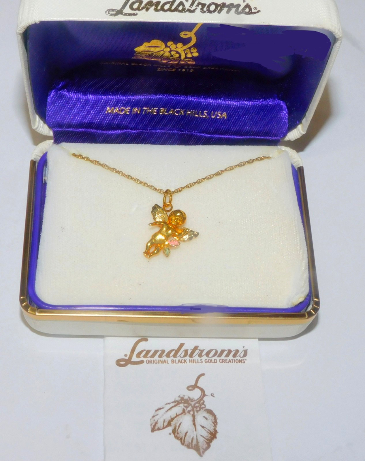 Black Hills Gold 10k Landstrom’s Angel Pendant Necklace