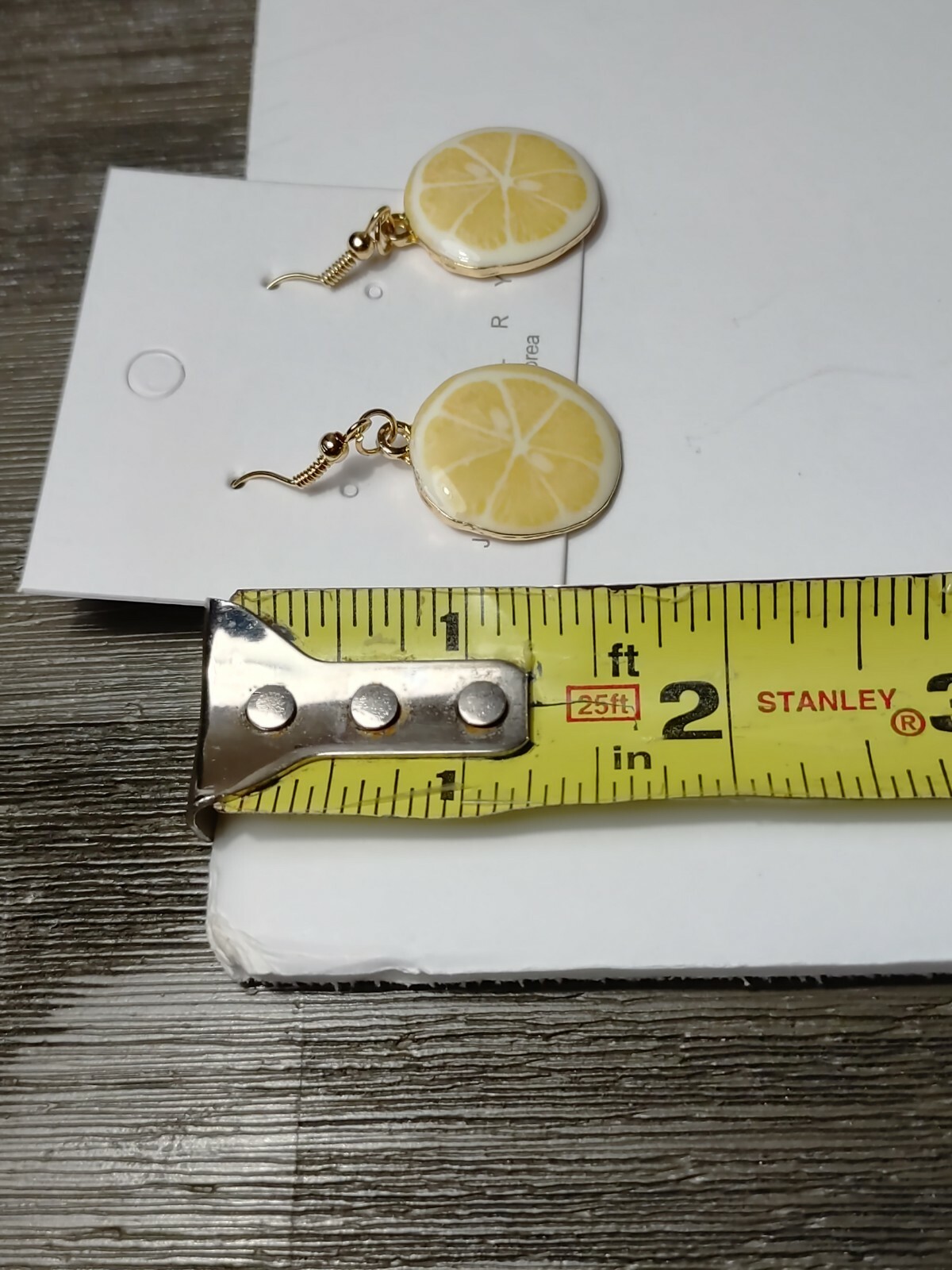 Lemon Slice Gold Tone Drop Earrings Designed By Korea