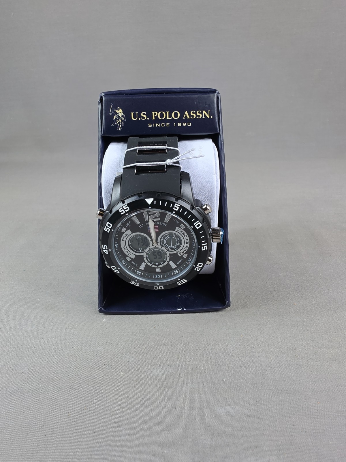 U.S. Polo Assn Adult Male Sport Analog/Digital Watch with Black Rubber Strap NEW