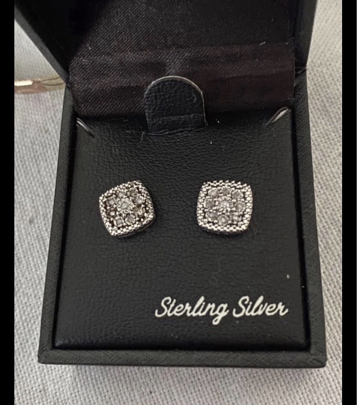 R.H. Macy & Co. 925 Sterling Silver Bridge Diamond Cluster Stud Earrings 1/10