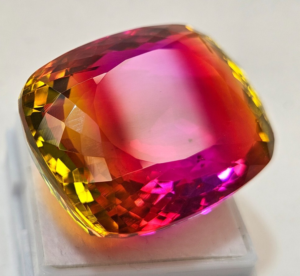 Natural Bi-Colour Ametrine Cushion Cut CERTIFIED 88+ Ct Loose Gemstone