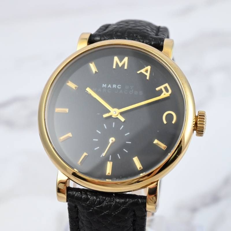 New Belt Replaced MARC BY MARC JACOBS Baker Ladies Watch Gold x Black Dial Small