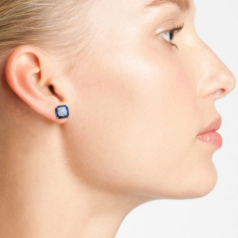 NWT Kate Spade square glitter studs earring Dark Navy Blue Mini