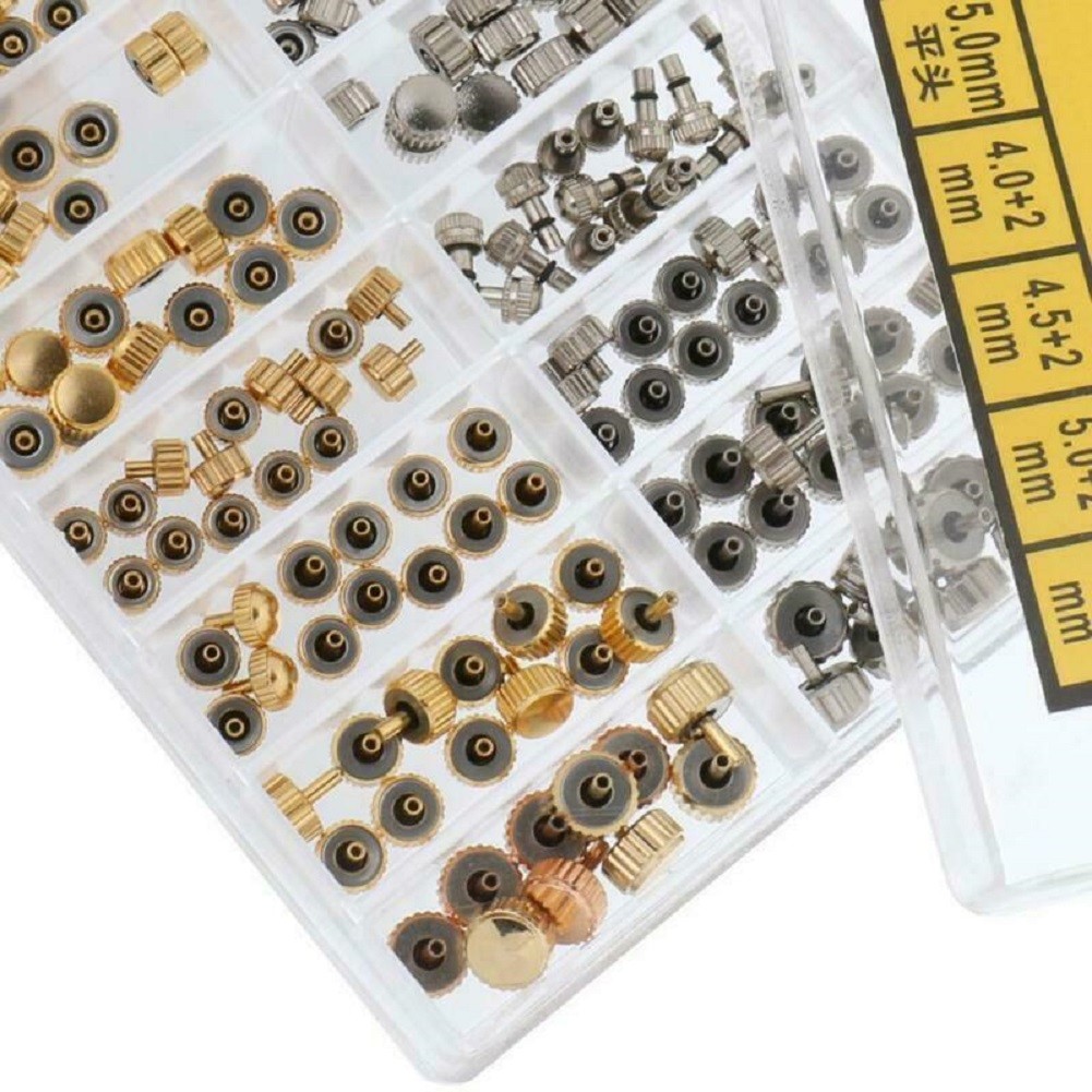 3.5-6.0mm 10 Sizes Silver Gold Watch Stem Crown With Waterproof Circle Rings
