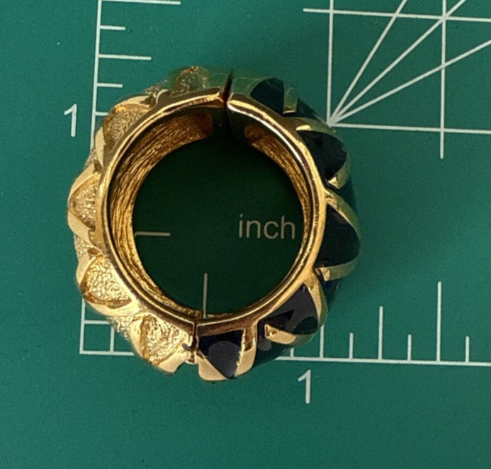 Vintage St John Hinged Enamel Hoop Earrings Gold Tone None Pierced