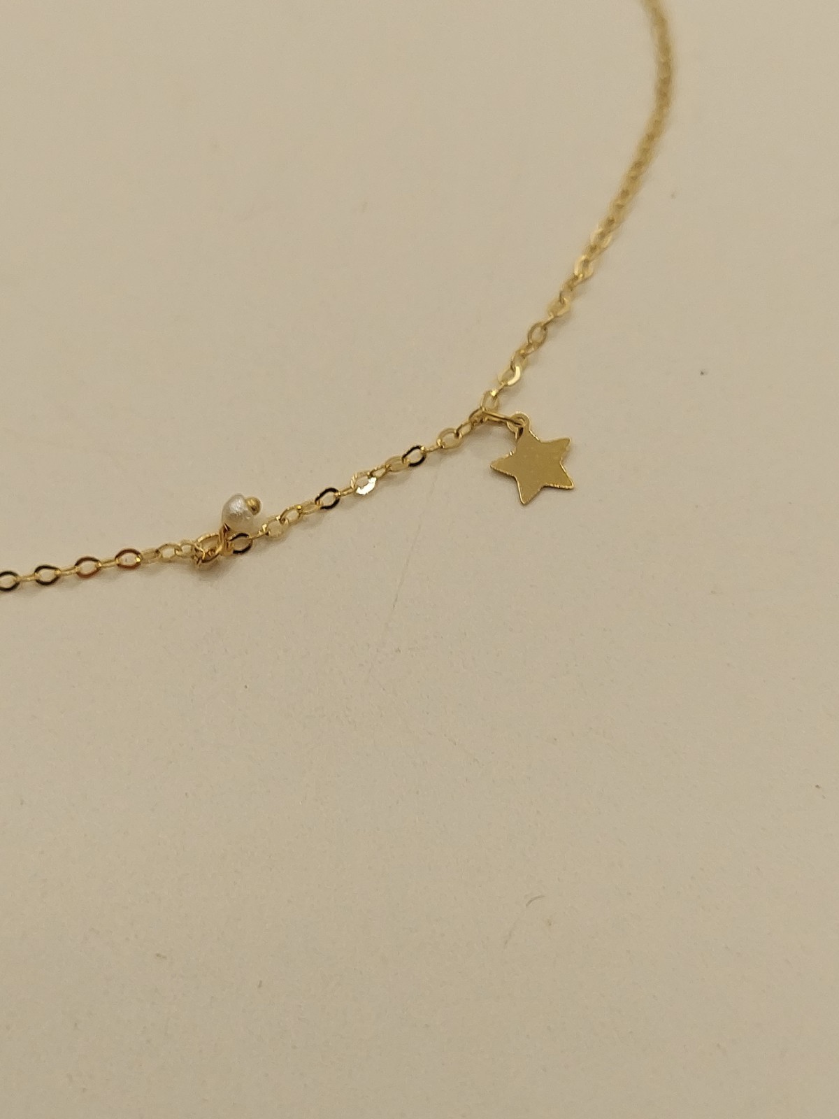 10K Gold Italy Golden Clef Star Charm Bracelet Tiny Pearl Accents 6.75” New