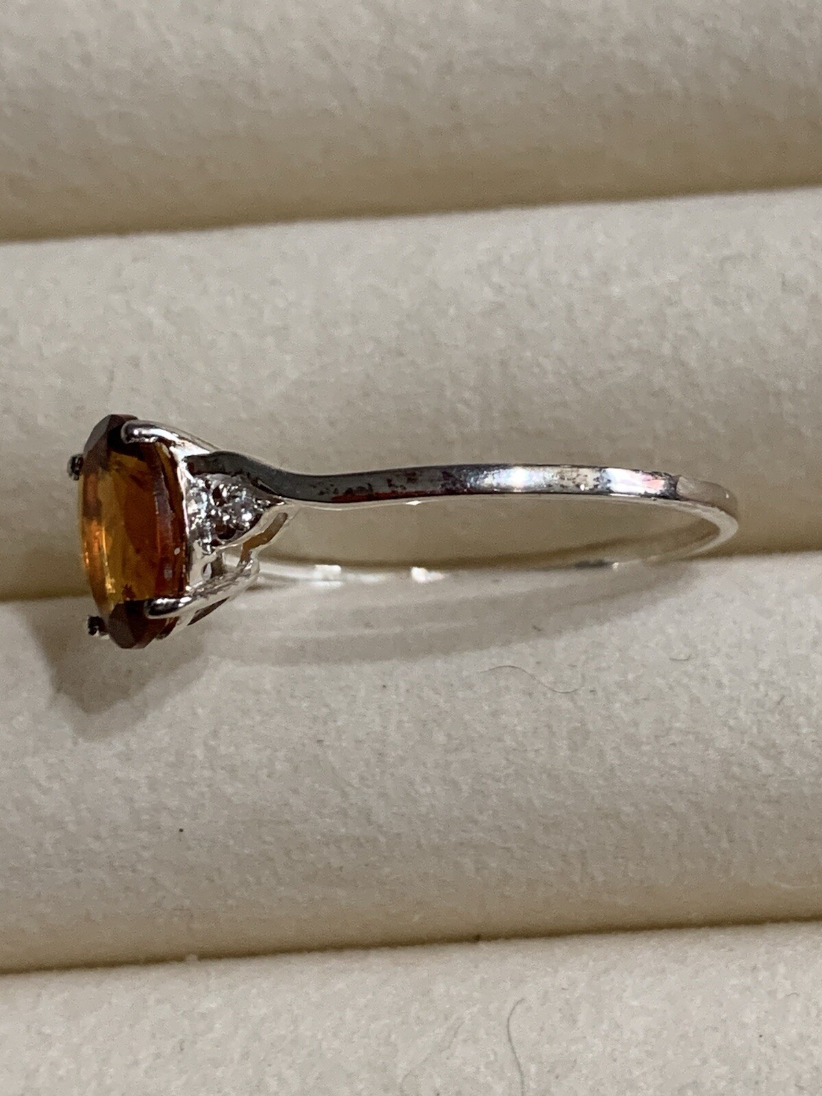 New-Madeira Citrine Combodian Zicron sterling Silver Ring- Sz.11