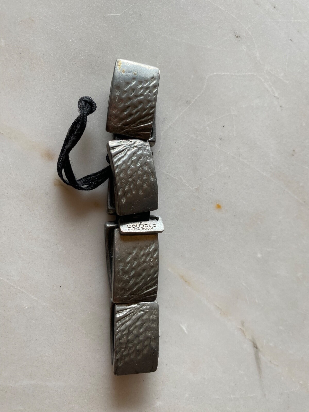 ANNE MARIE CHAGNON Modernist Hammered Pewter Link Bracelet – Canadian Designer