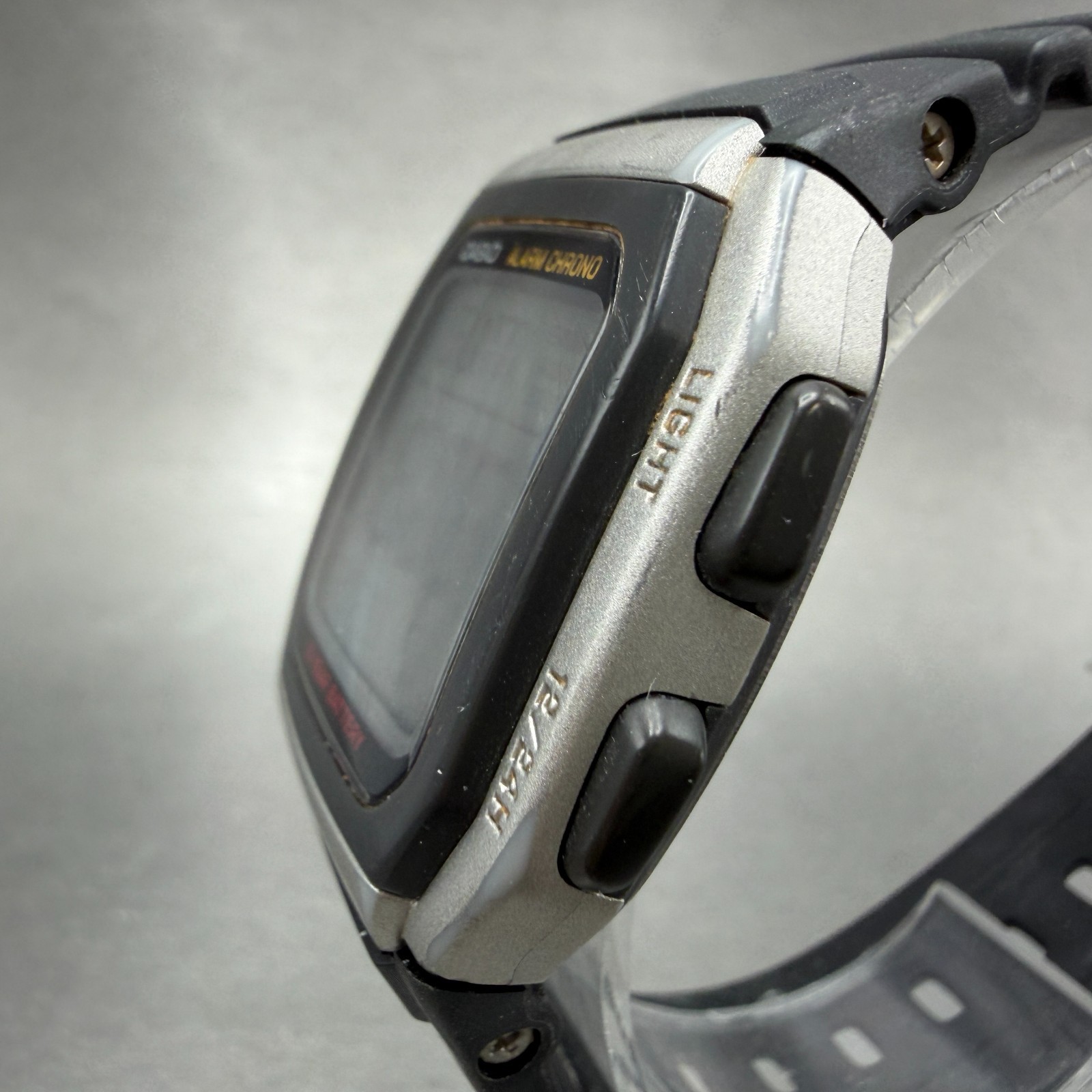 Casio W-96H Watch Men 35mm Silver Black Alarm Chrono Rectangle New Battery JP