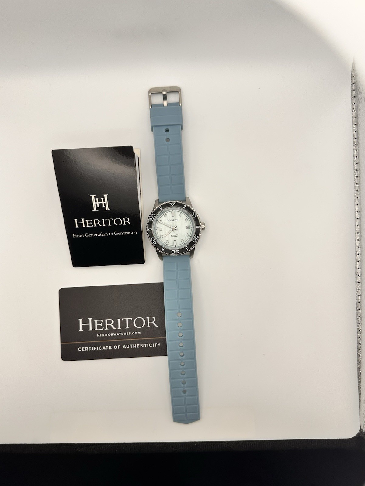 Heritor Marshall Automatic Men’s Diver Watch 40mm Light Blue Rubber HERHS4700