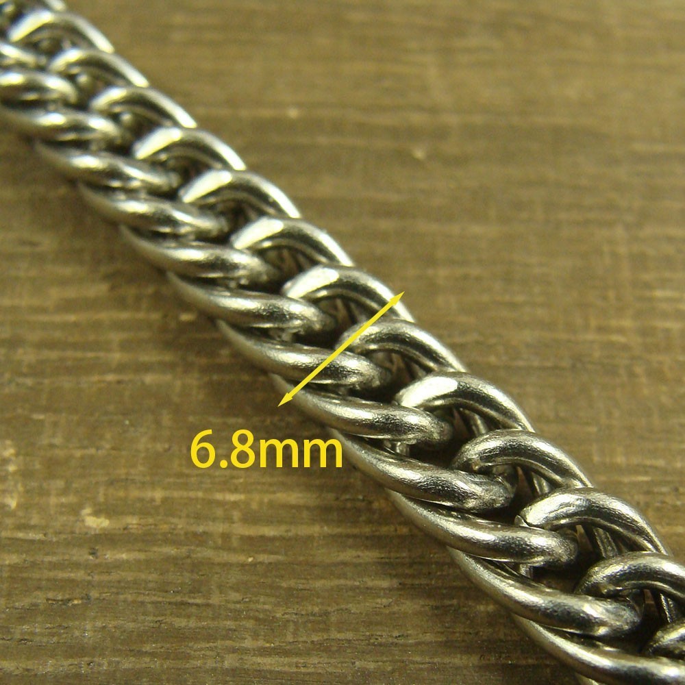Titanium 6.8mm thick Double ring Curb link chain necklace anti-allergy XTi242