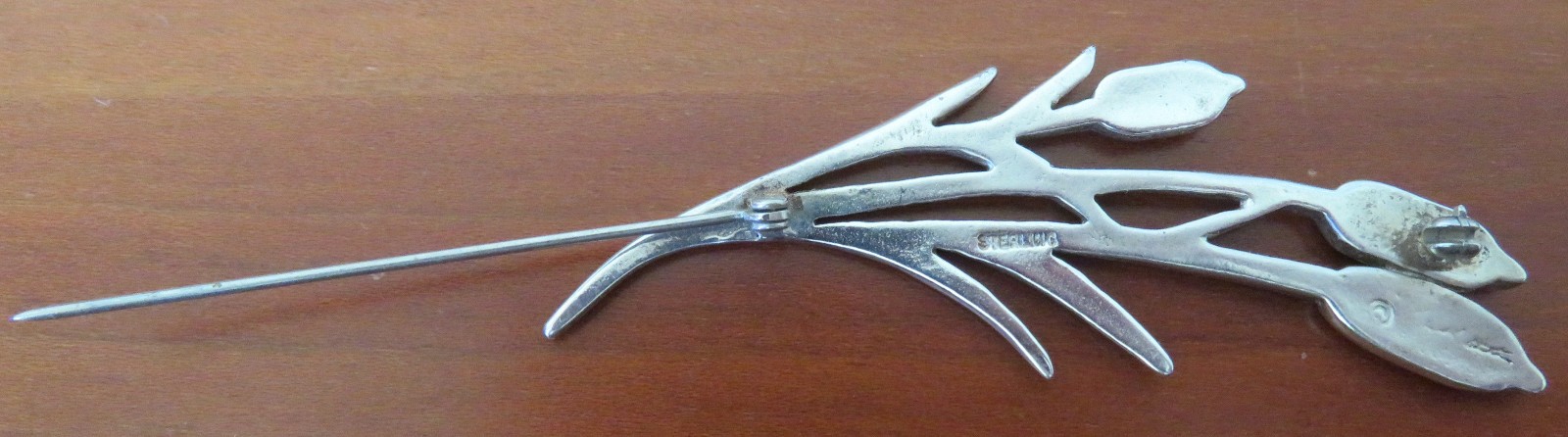 925 Sterling Silver Brooch, Cattails, 2.75″ x 7/8″, 3/8 oz/10g, with mark