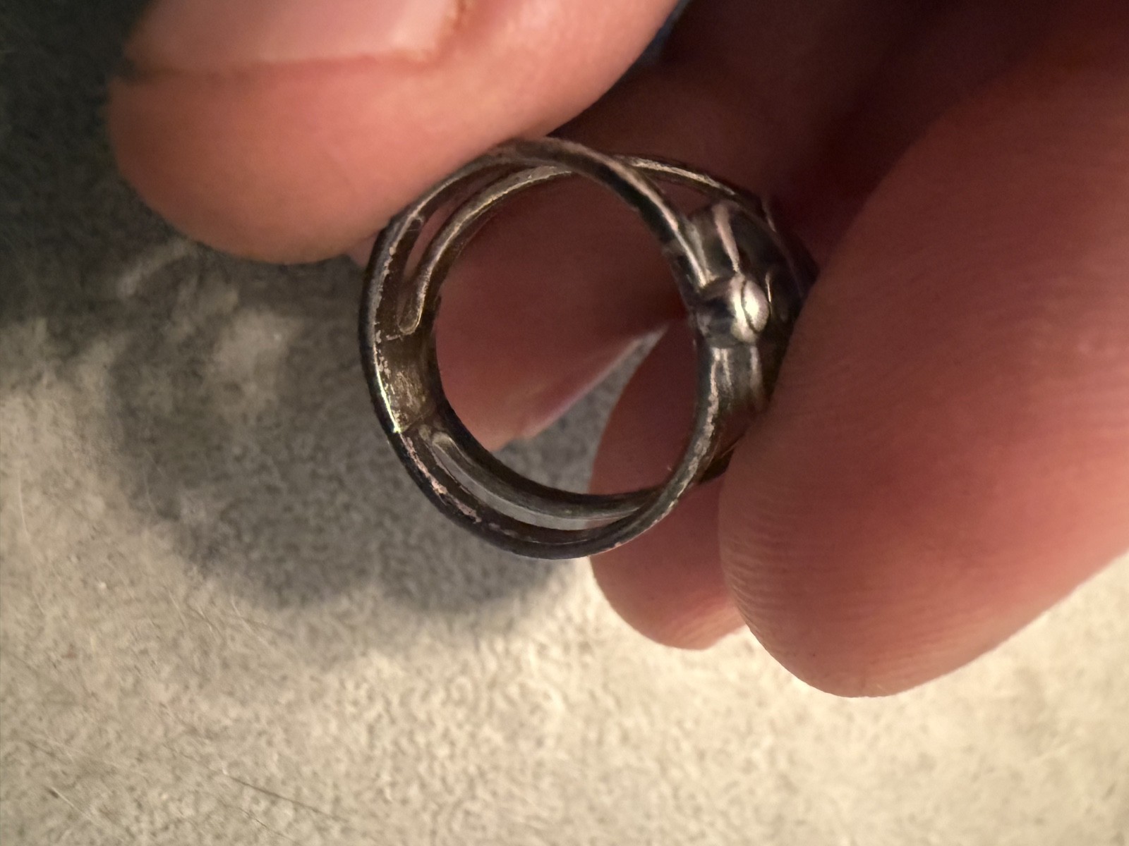 Vintage Sterling Silver Interlocking Double Knot Loop Modernist Ring Sz 6 JB2