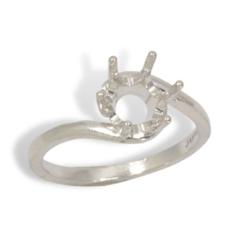 (4mm – 11mm) Round Crescent Solitaire Pre-notched Ring Setting(Ring Sizes 4-11 )