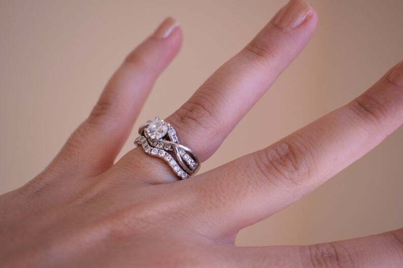 2.50 Ct Round Cut Created Diamond Twisted Band Ring Set 14K White Gold Finish