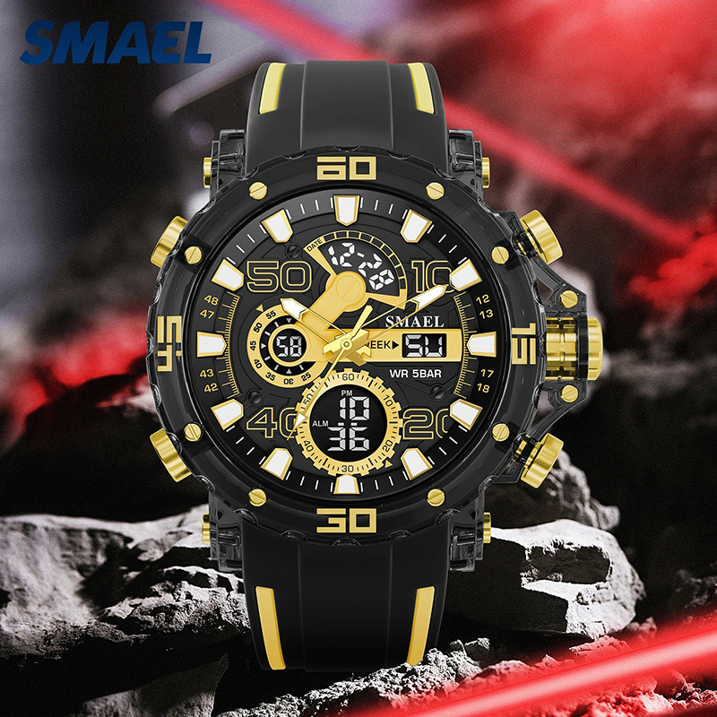 SMAEL 8136 Men’s Military Watch 50M Waterproof LED Chronograph Alarm Stopwatch
