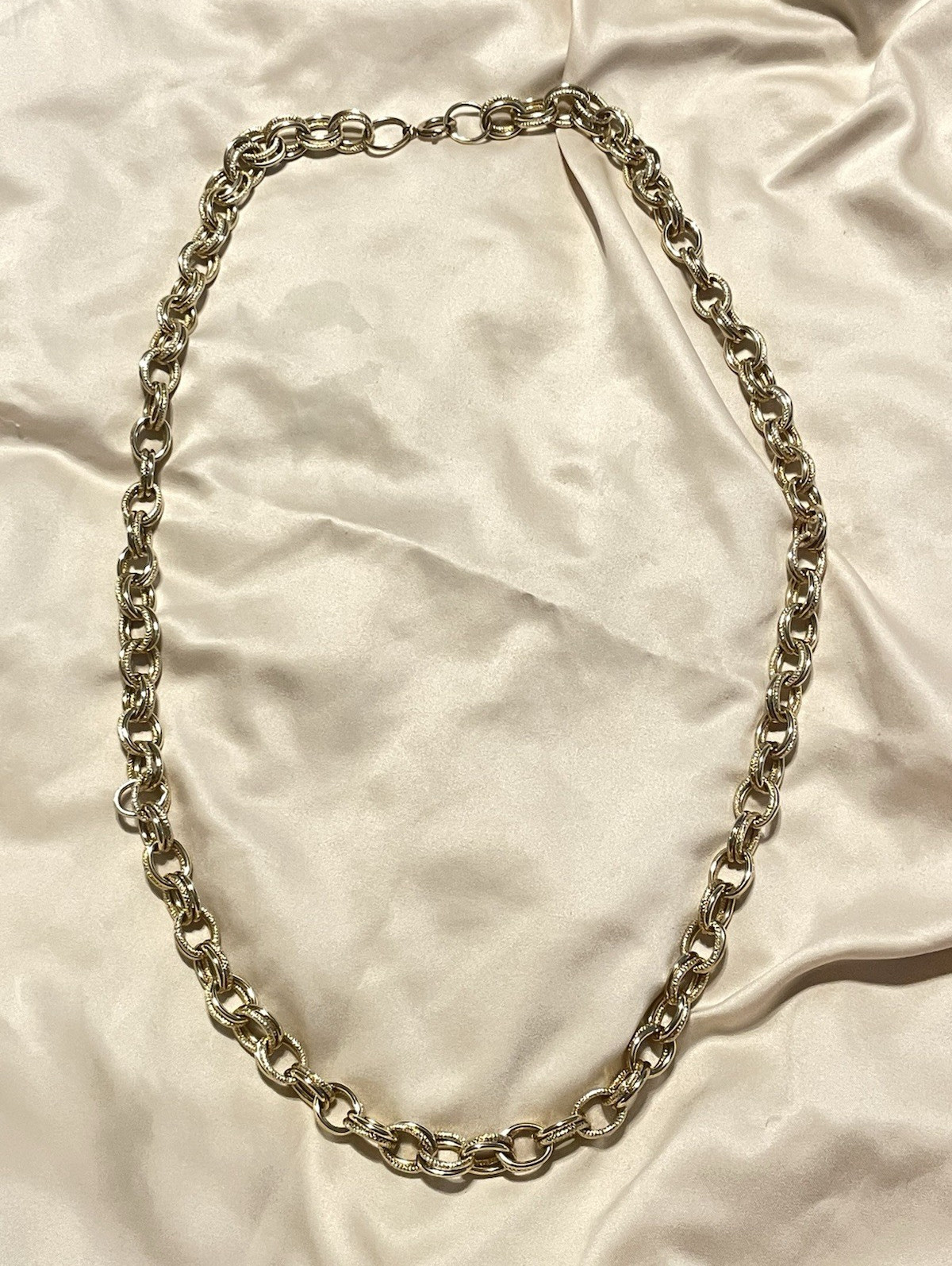 Silver Tone Chunky Cable Chain Necklace Metal Link Lobster Clasp